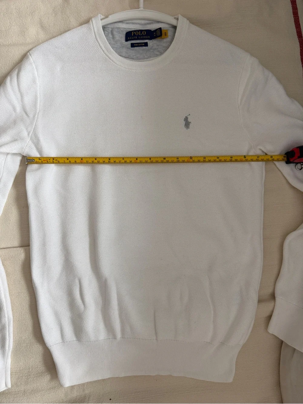 Polo by Ralph Lauren White Mesh-Knit Cotton Crewneck Sweater XS Men